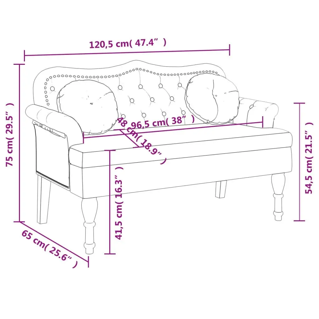 Bench with Cushions Dark Grey 120.5x65x75 cm Velvet 372141