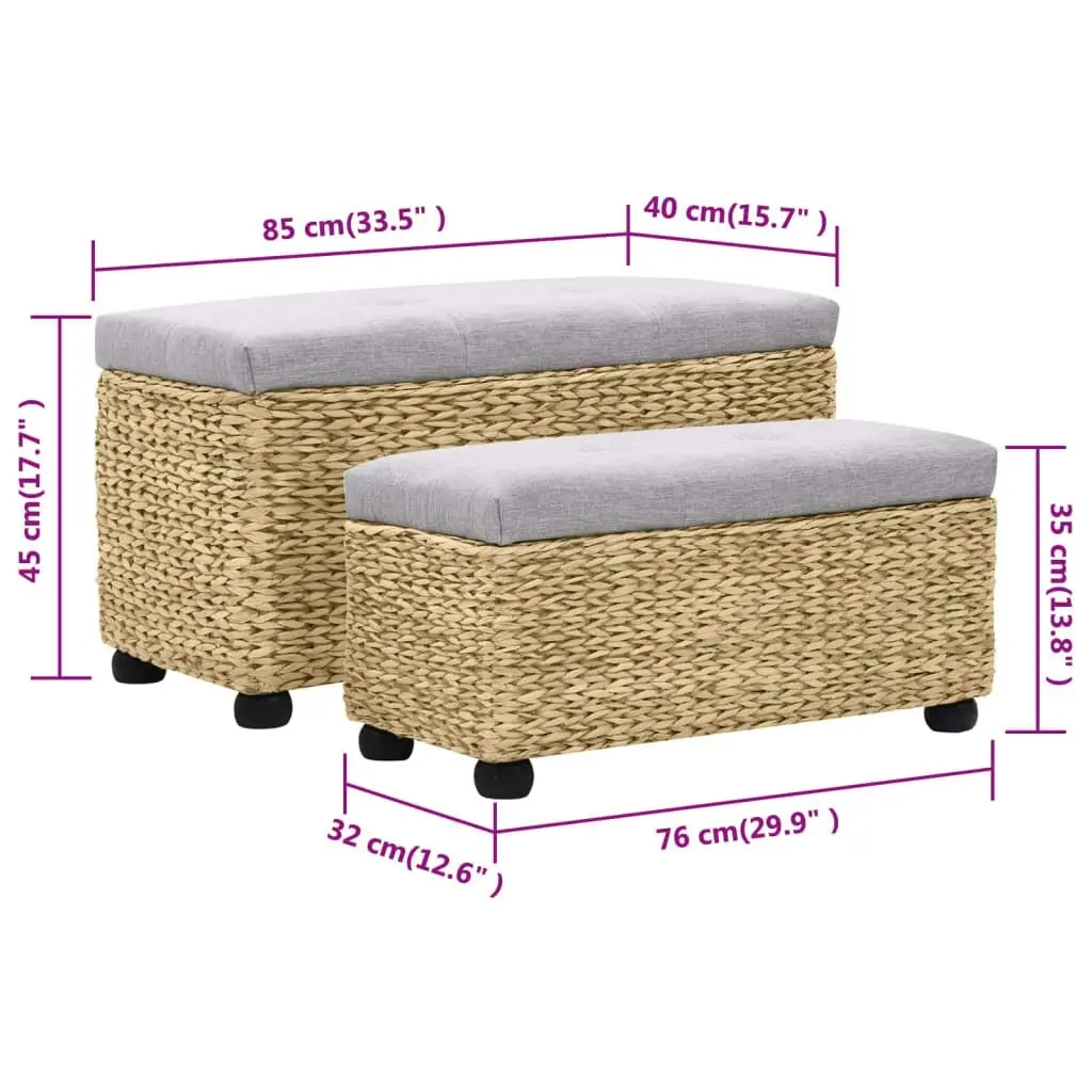 Bench Set 2 Pieces Seagrass Grey 246107