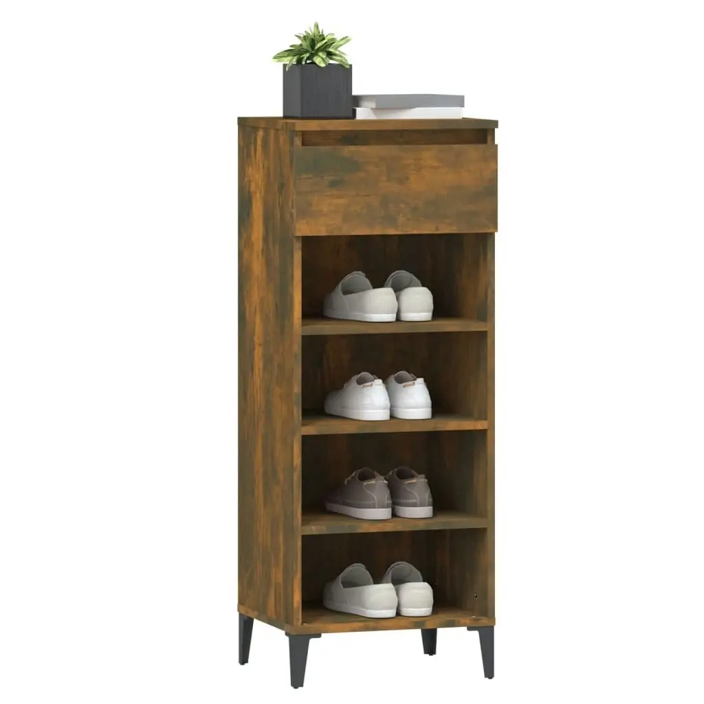 Shoe Rack Smoked Oak 40x36x105 cm Engineered Wood 819785