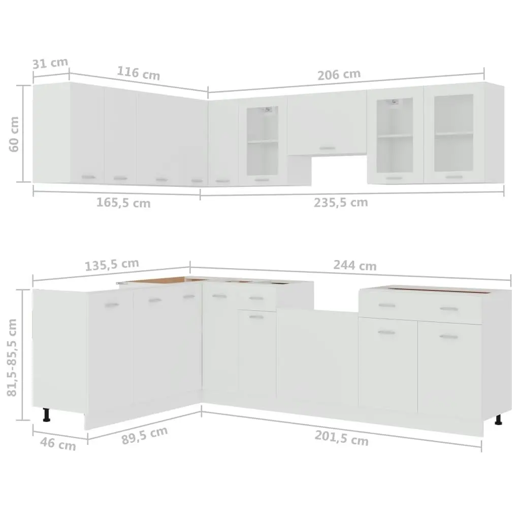 11 Piece Kitchen Cabinet Set White Engineered Wood 3067664