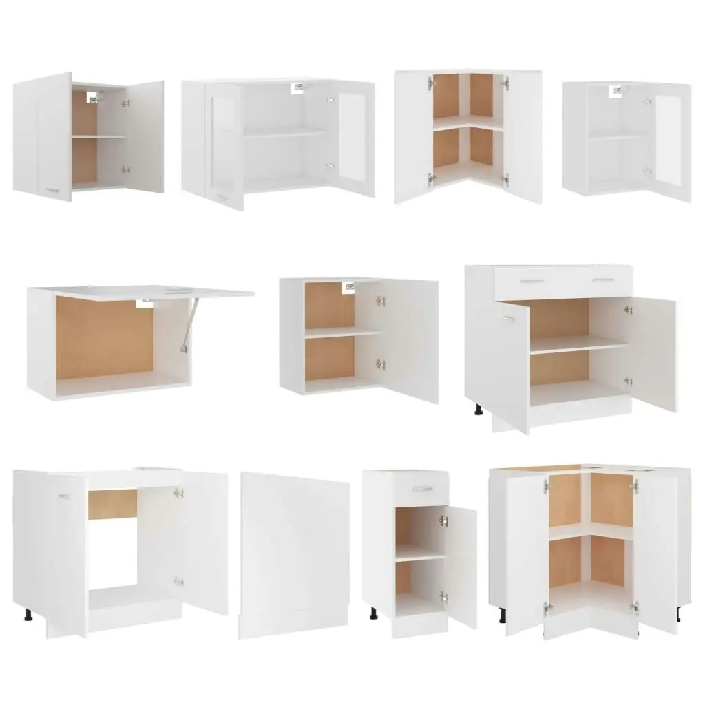 11 Piece Kitchen Cabinet Set White Engineered Wood 3067664