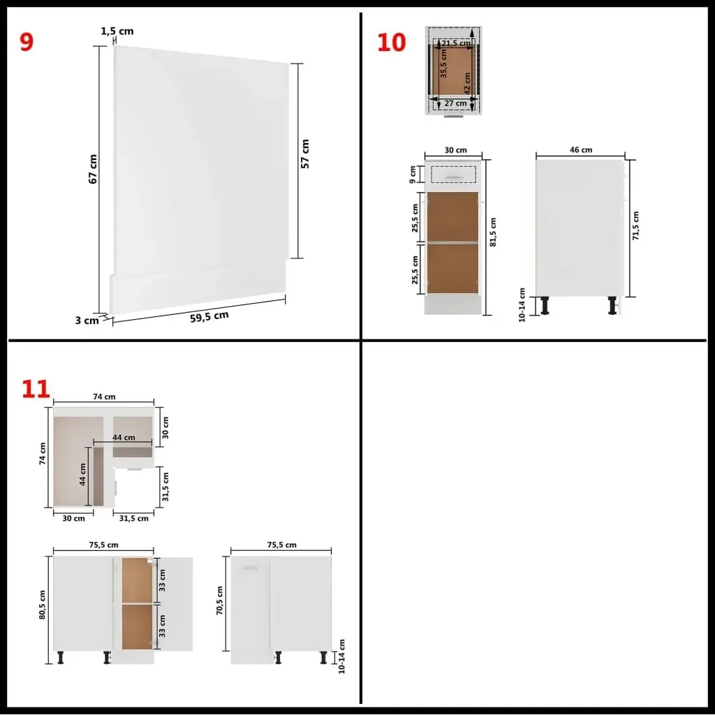 11 Piece Kitchen Cabinet Set White Engineered Wood 3067664