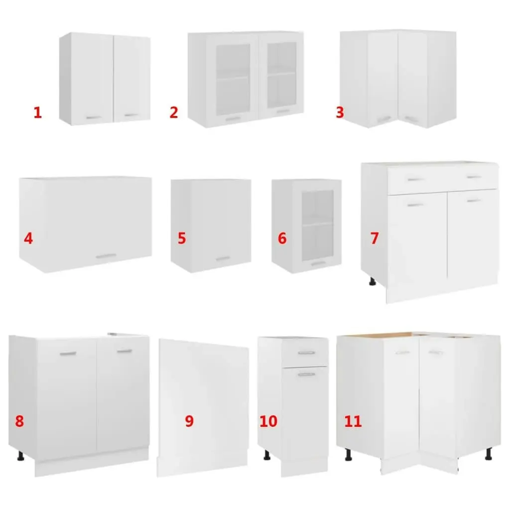 11 Piece Kitchen Cabinet Set White Engineered Wood 3067664