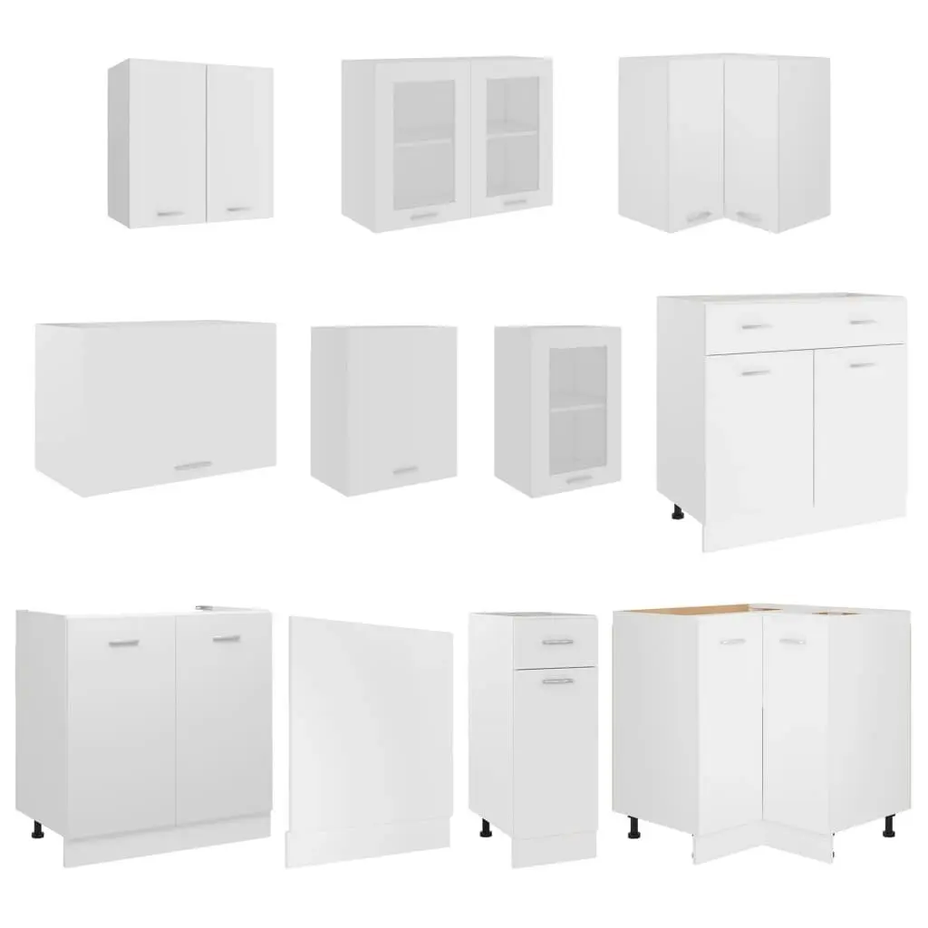 11 Piece Kitchen Cabinet Set White Engineered Wood 3067664