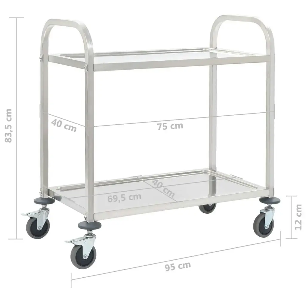 2-Tier Kitchen Trolley 95x45x83.5 cm Stainless Steel 50913