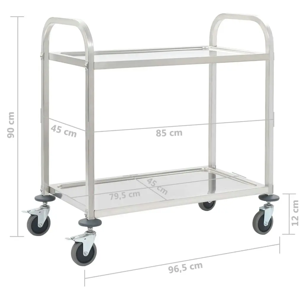 2-Tier Kitchen Trolley 96.5x55x90 cm Stainless Steel 50912