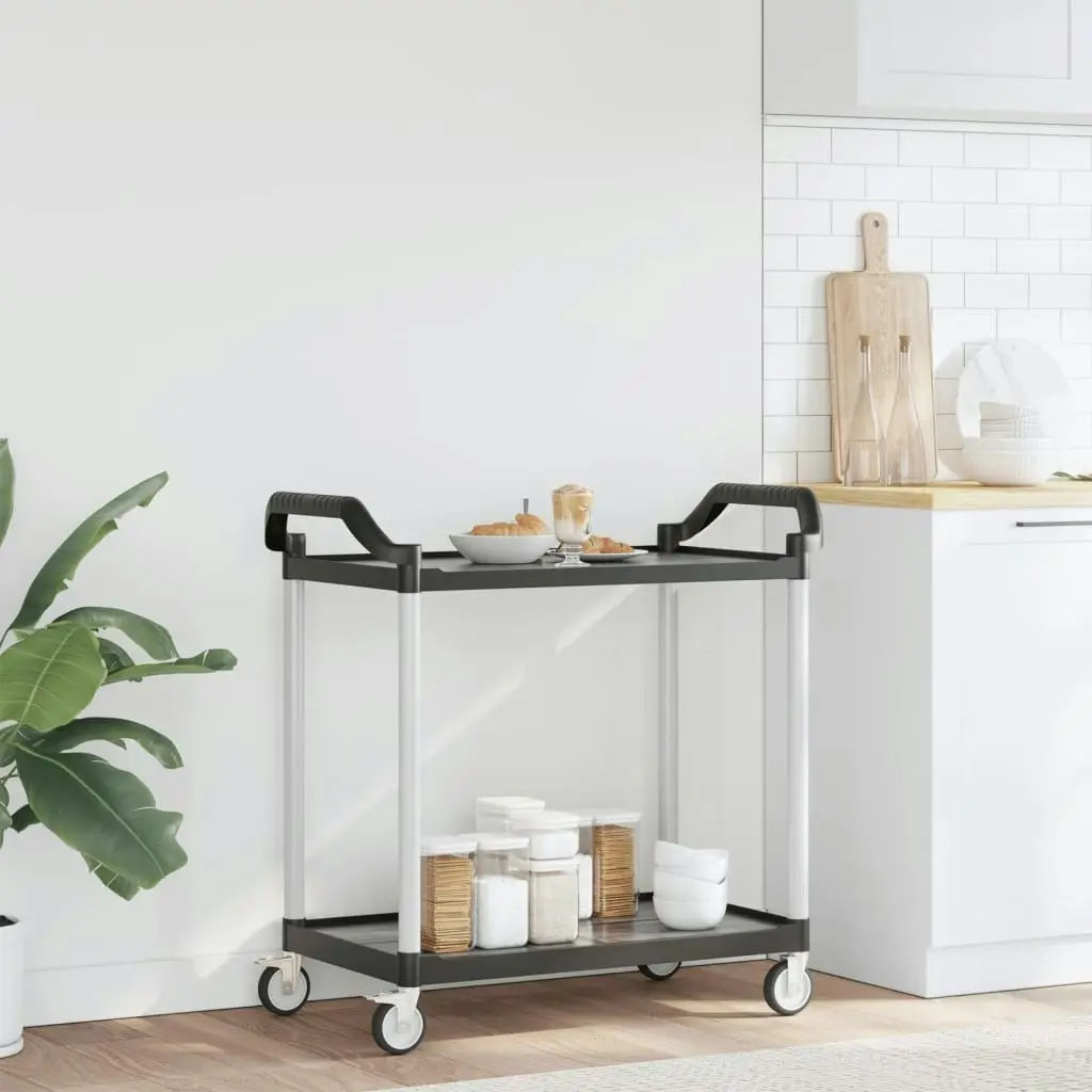 2-Tier Trolley Black 99x50x97 cm Aluminium 30324