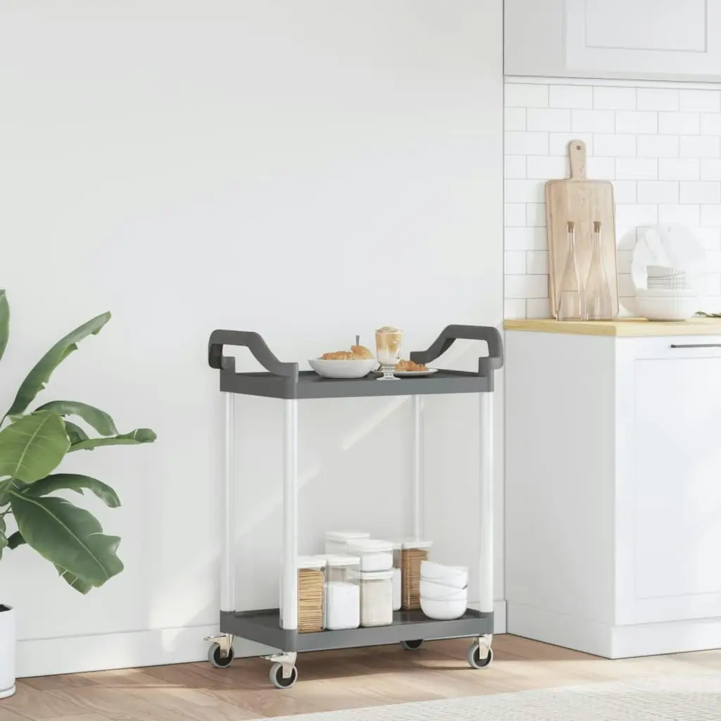 2-Tier Trolley Grey 81x41x92 cm Aluminium 30327