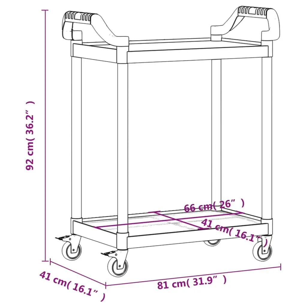 2-Tier Trolley Grey 81x41x92 cm Aluminium 30327