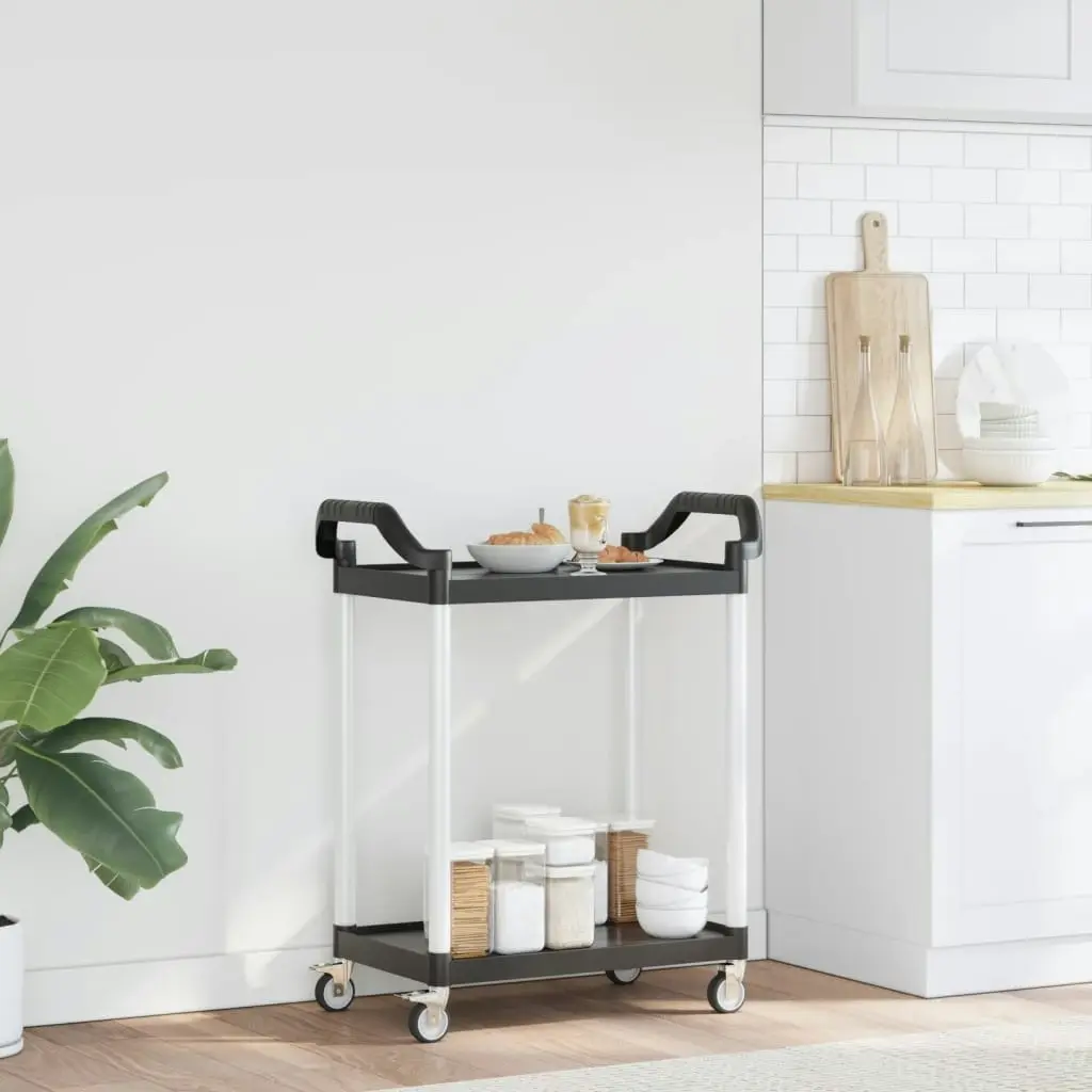 2-Tier Trolley Black 81x41x92 cm Aluminium 30326