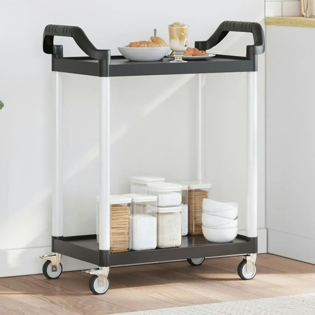 2-Tier Trolley Black 81x41x92 cm Aluminium 30326