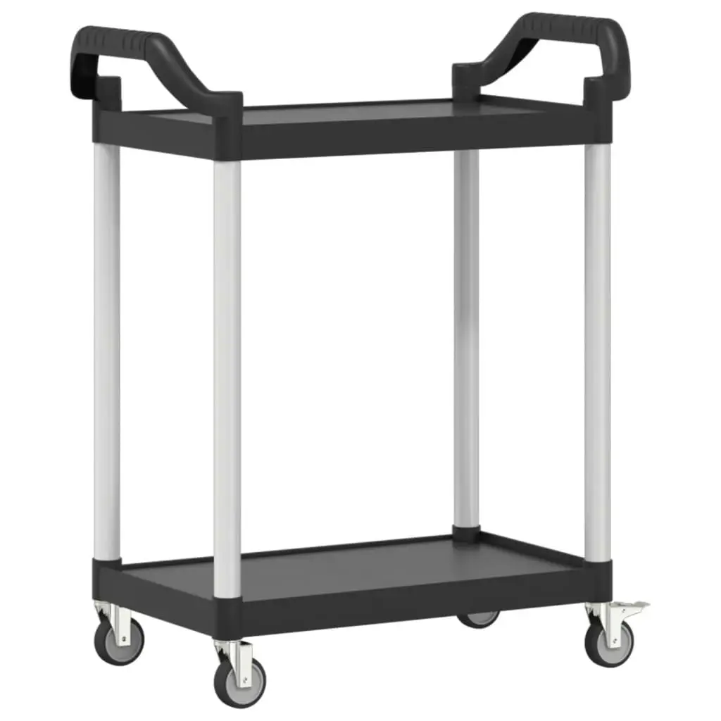 2-Tier Trolley Black 81x41x92 cm Aluminium 30326