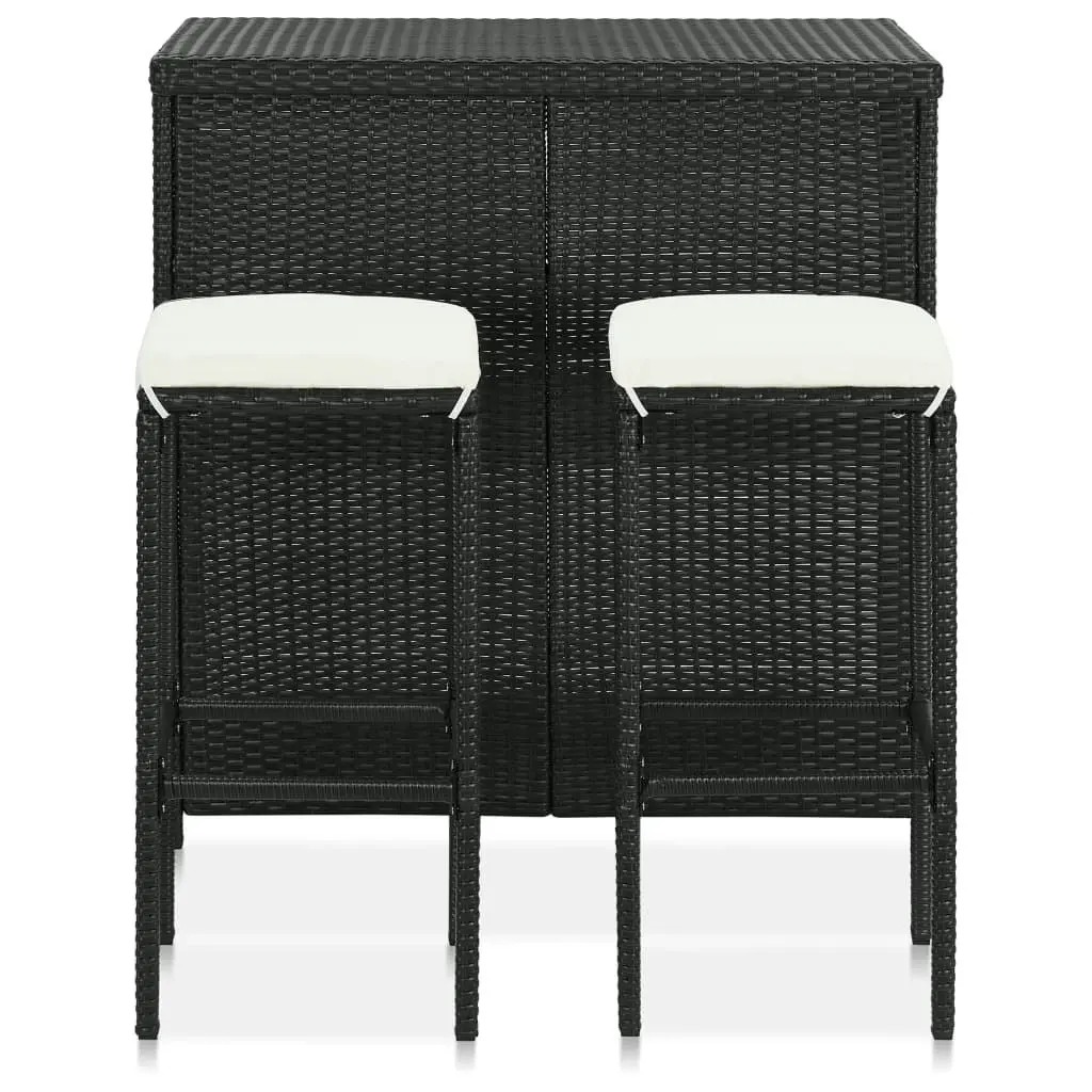 3 Piece Bar Set Poly Rattan Black 313471