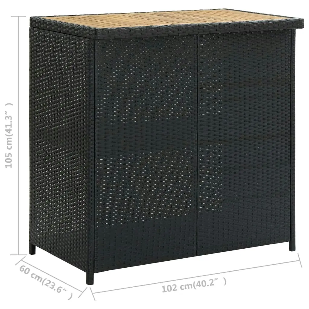 3 Piece Bar Set Poly Rattan Black 313473