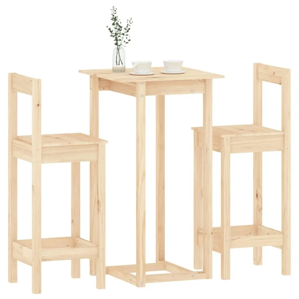 3 Piece Bar Set Solid Wood Pine 3124732