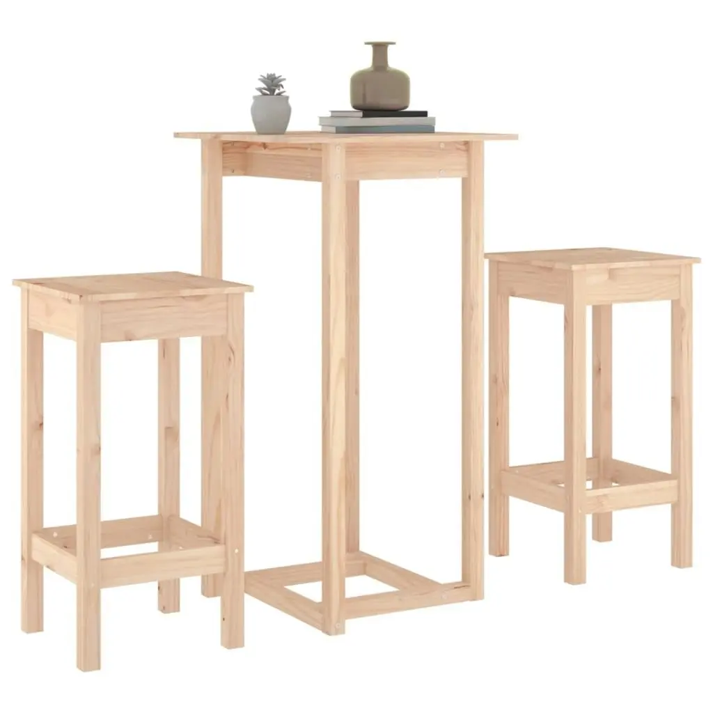 3 Piece Bar Set Solid Wood Pine 3124727