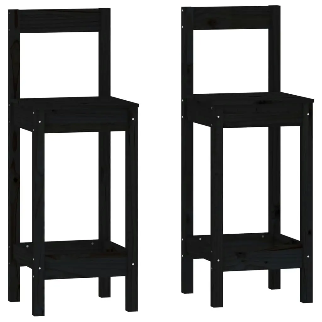 3 Piece Bar Set Black Solid Wood Pine 3124736