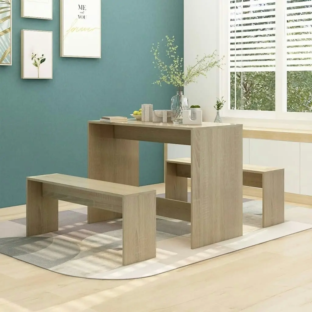 3 Piece Dining Set Sonoma Oak Engineered Wood 809479