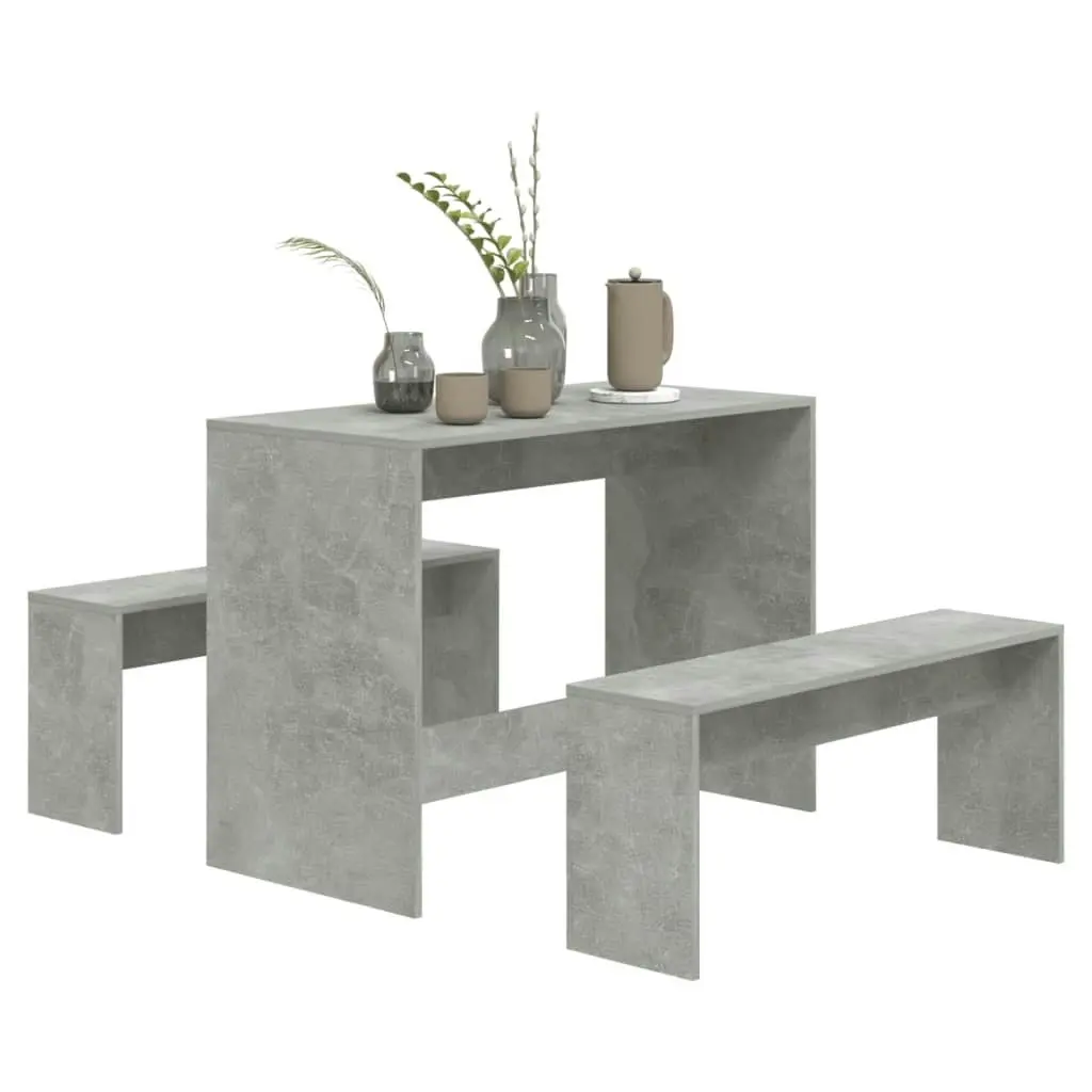 3 Piece Dining Set Concrete Grey Engineered Wood 809480