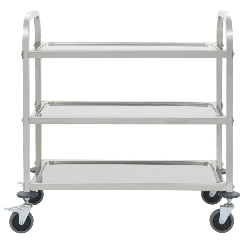 3-Tier Kitchen Trolley 96.5x55x90 cm Stainless Steel 50914