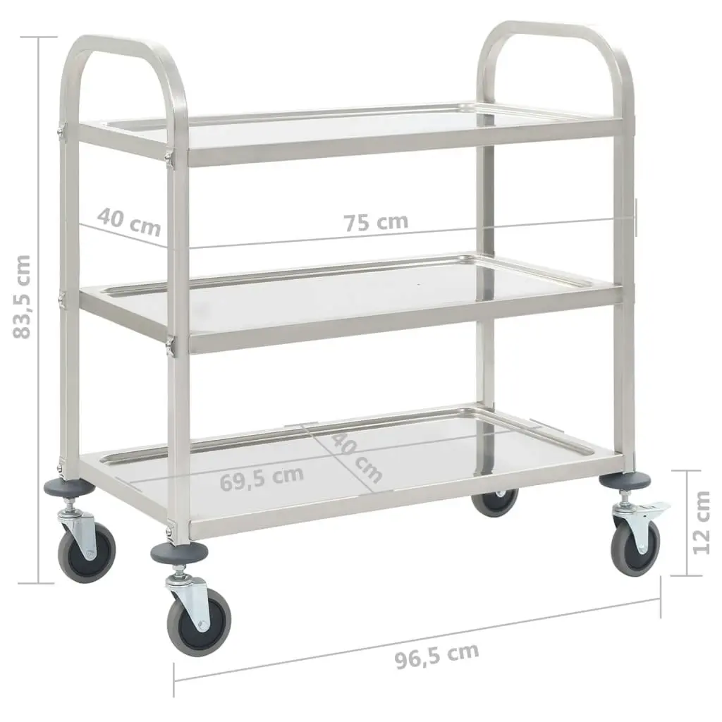 3-Tier Kitchen Trolley 95x45x83.5 cm Stainless Steel 50915