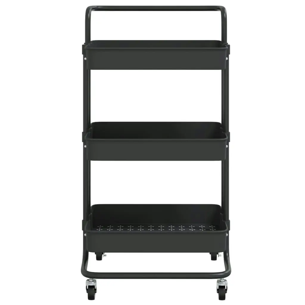 3-Tier Kitchen Trolley Black 42x35x85 cm Iron and ABS 336335