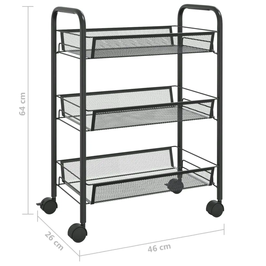 3-Tier Kitchen Trolley Black 46x26x64 cm Iron 336322