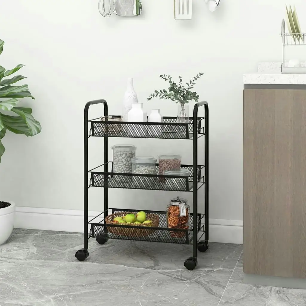 3-Tier Kitchen Trolley Black 46x26x64 cm Iron 336322