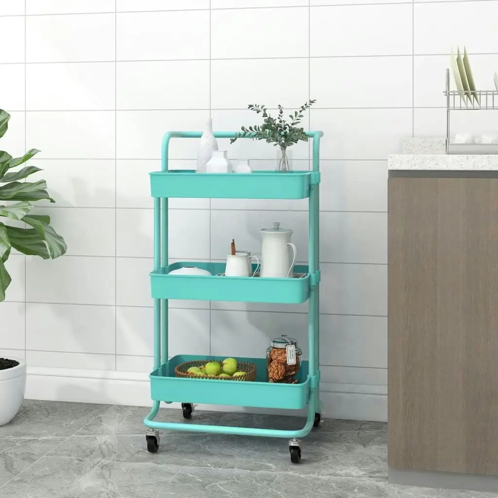 3-Tier Kitchen Trolley Turquoise 42x35x85 cm Iron and ABS 336338