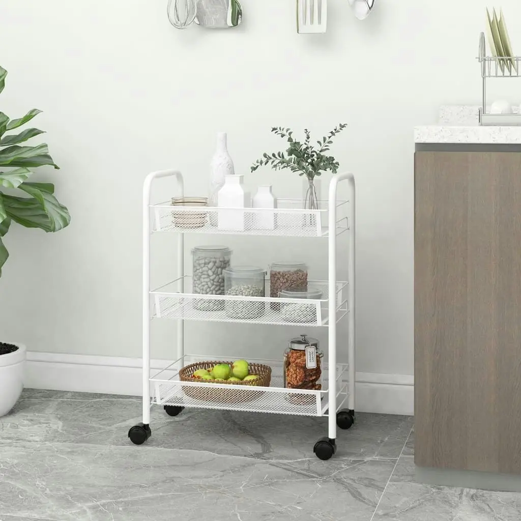 3-Tier Kitchen Trolley White 46x26x64 cm Iron 336323