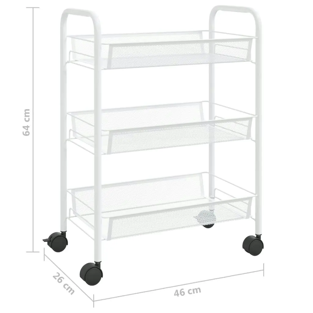 3-Tier Kitchen Trolley White 46x26x64 cm Iron 336323