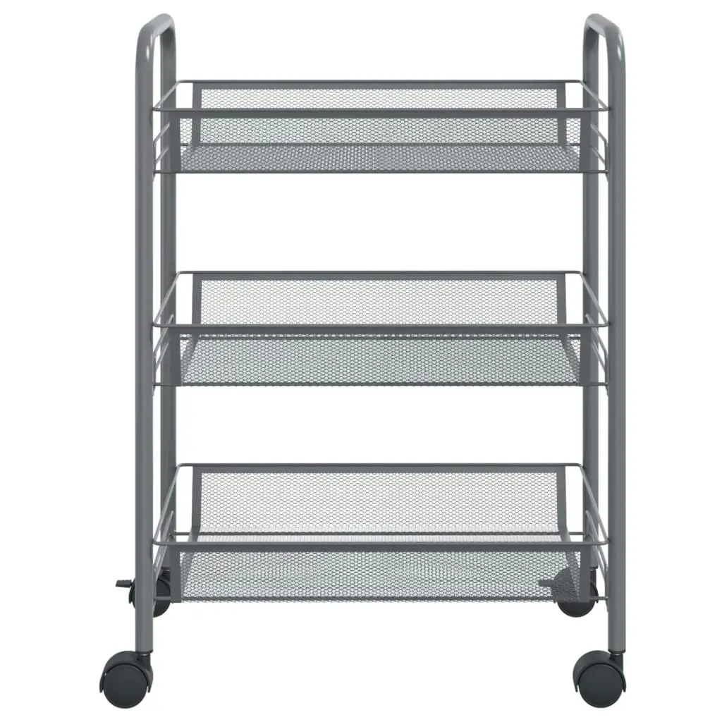 3-Tier Kitchen Trolley Grey 46x26x64 cm Iron 336324