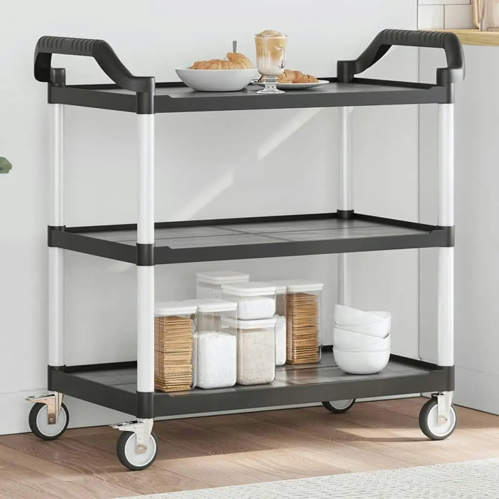 3-Tier Trolley Black 99x50x96 cm Aluminium 30318