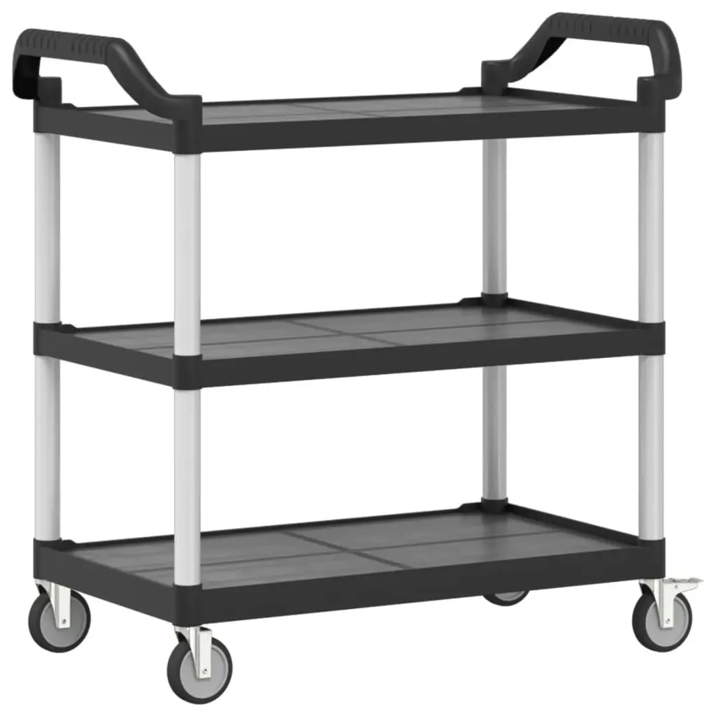 3-Tier Trolley Black 99x50x96 cm Aluminium 30318