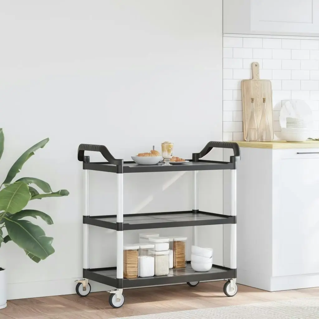 3-Tier Trolley Black 99x50x96 cm Aluminium 30318