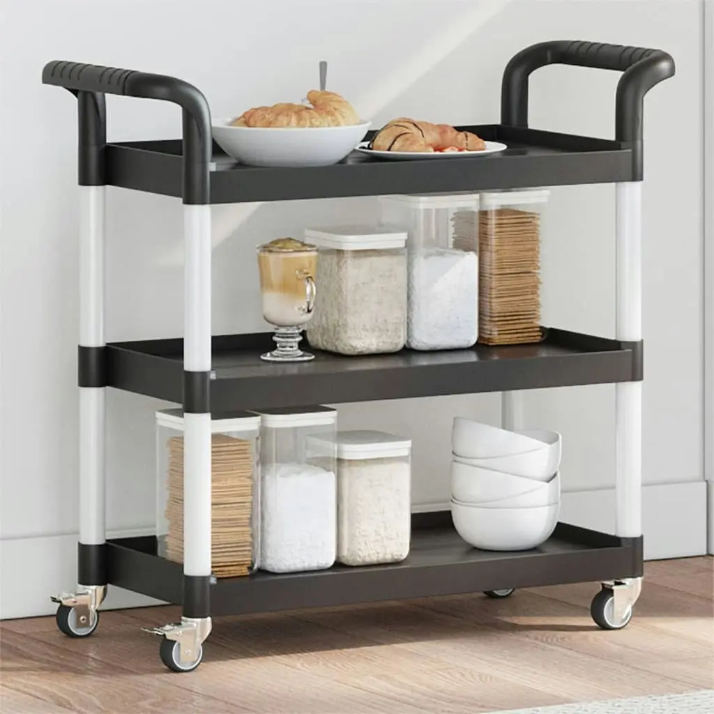 3-Tier Trolley Black 77x34x72 cm Aluminium 30322