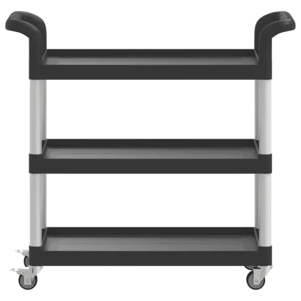 3-Tier Trolley Black 77x34x72 cm Aluminium 30322