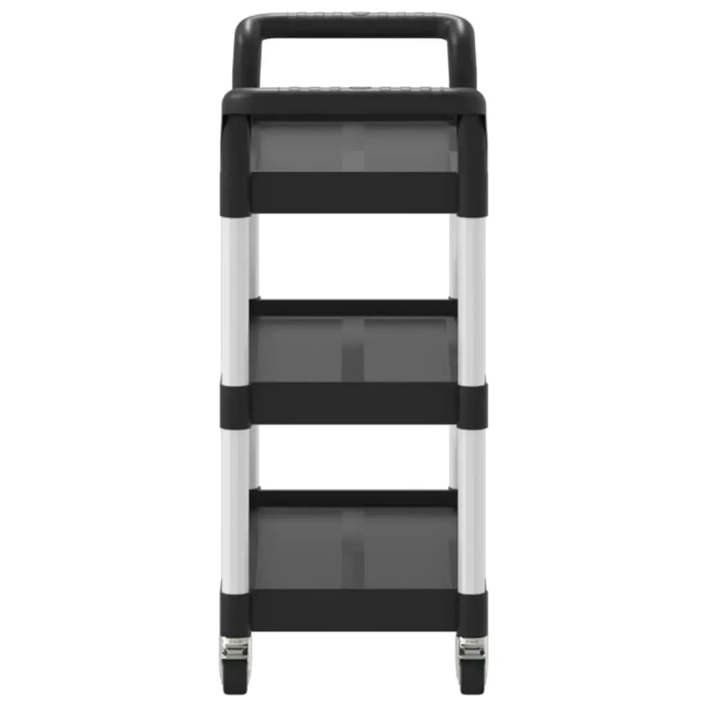 3-Tier Trolley Black 77x34x72 cm Aluminium 30322