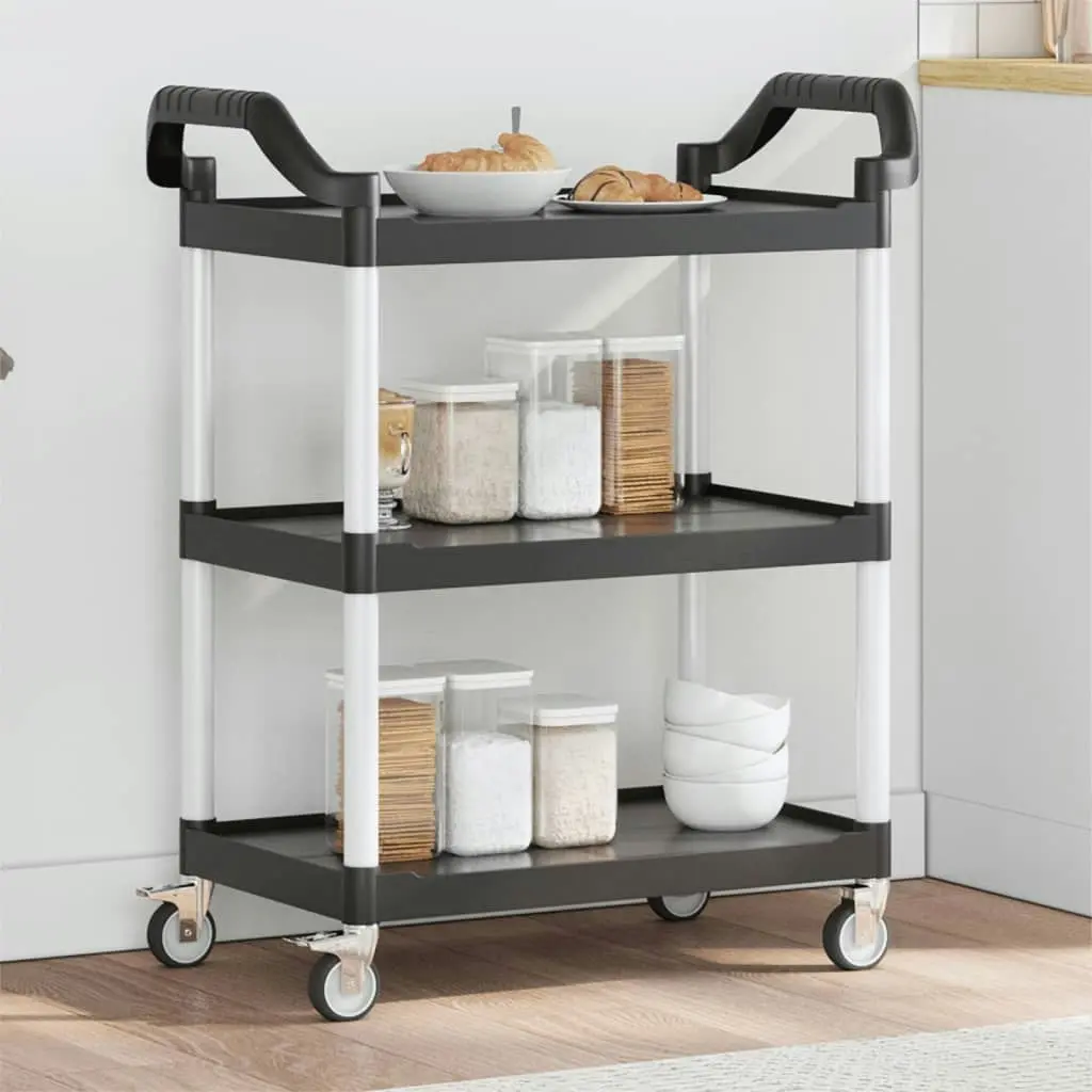 3-Tier Trolley Black 81x41x92 cm Aluminium 30320