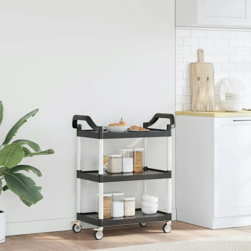 3-Tier Trolley Black 81x41x92 cm Aluminium 30320