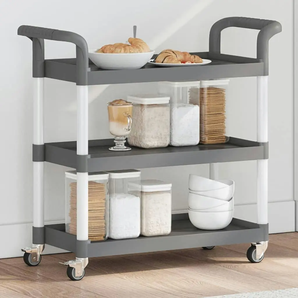 3-Tier Trolley Grey 77x34x72 cm Aluminium 30323