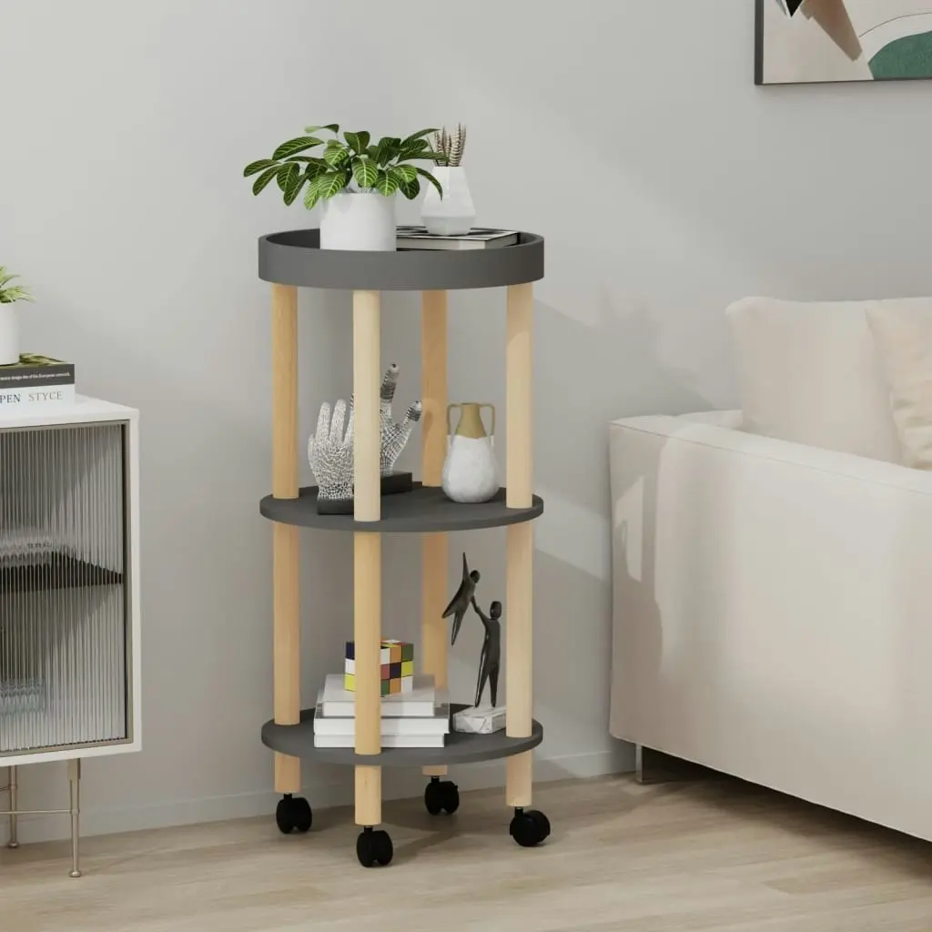 3-tier Trolley Grey 38x38x82cm Engineered Wood&Solid Wood Pine 345602