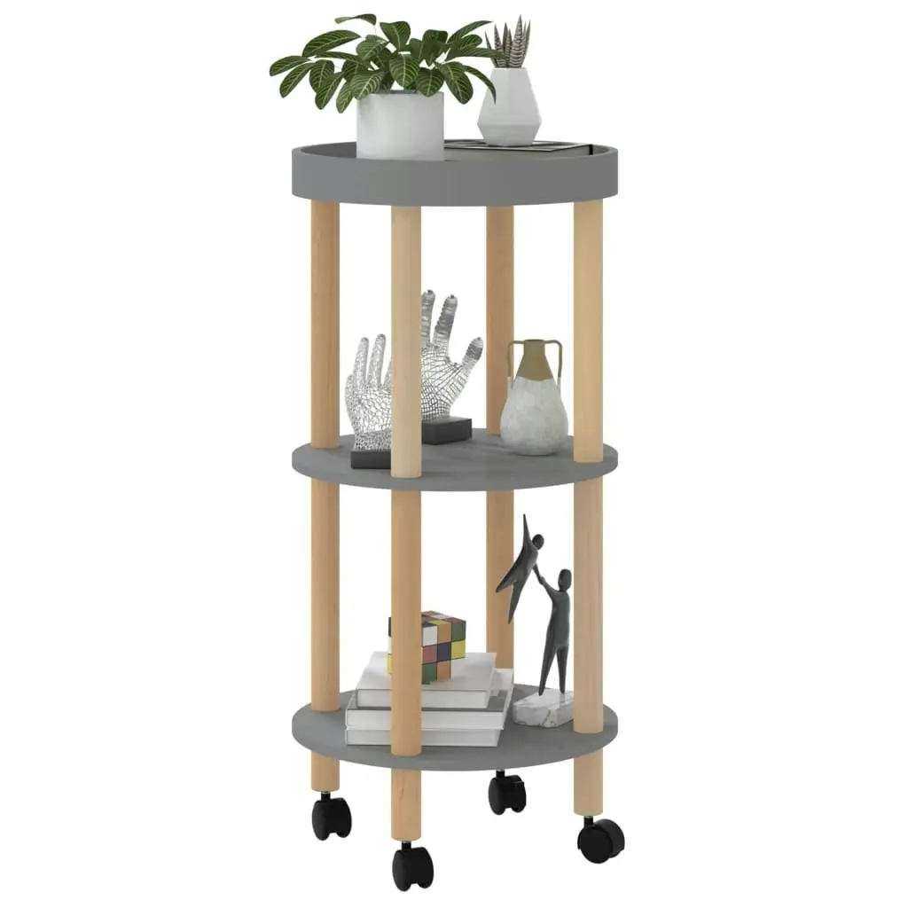 3-tier Trolley Grey 38x38x82cm Engineered Wood&Solid Wood Pine 345602