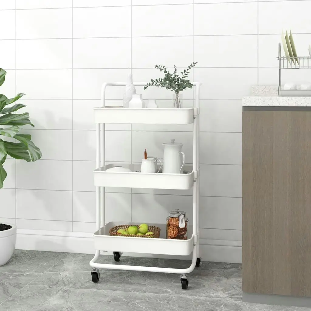 3-Tier Kitchen Trolley White 42x35x85 cm Iron and ABS 336336