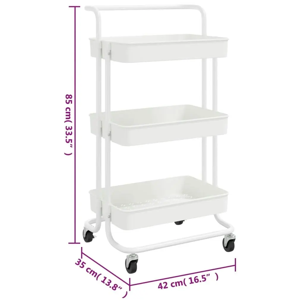 3-Tier Kitchen Trolley White 42x35x85 cm Iron and ABS 336336