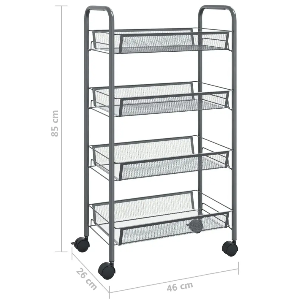 4-Tier Kitchen Trolley Grey 46x26x85 cm Iron 336327