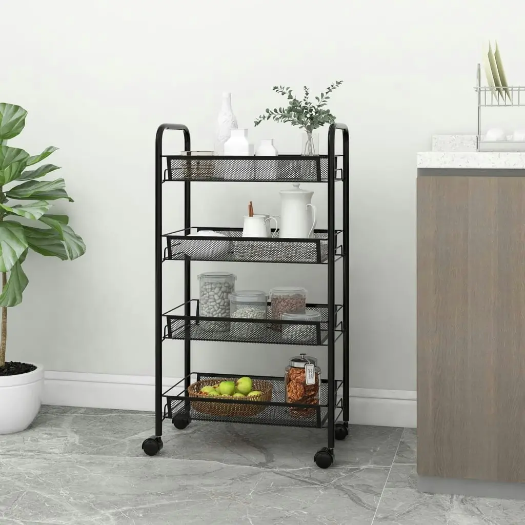 4-Tier Kitchen Trolley Black 46x26x85 cm Iron 336325