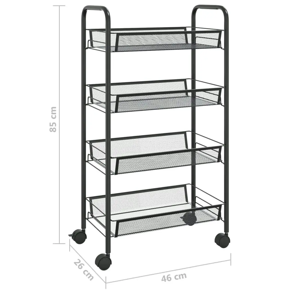 4-Tier Kitchen Trolley Black 46x26x85 cm Iron 336325