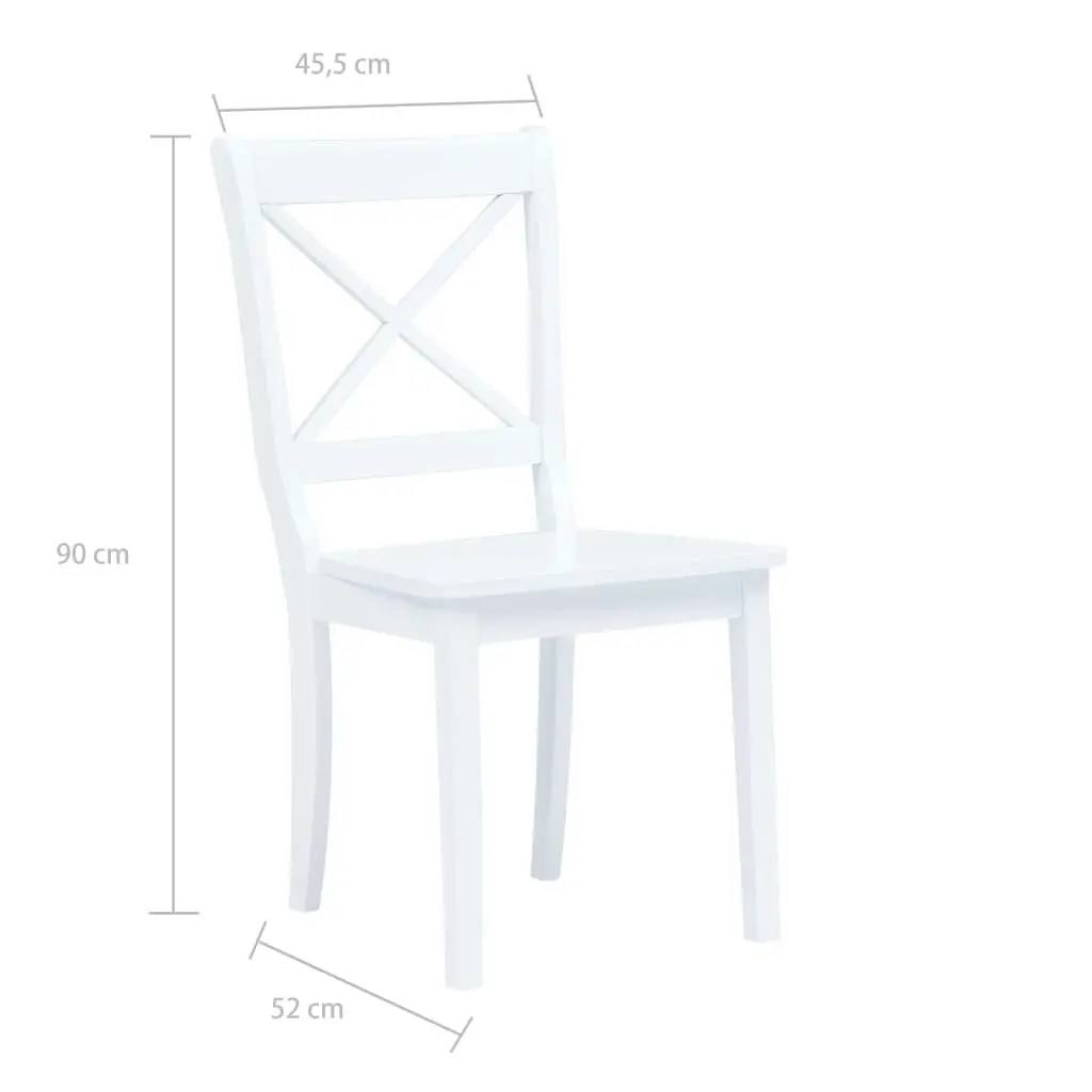 5 Piece Dining Set Solid Rubber Wood White 276869