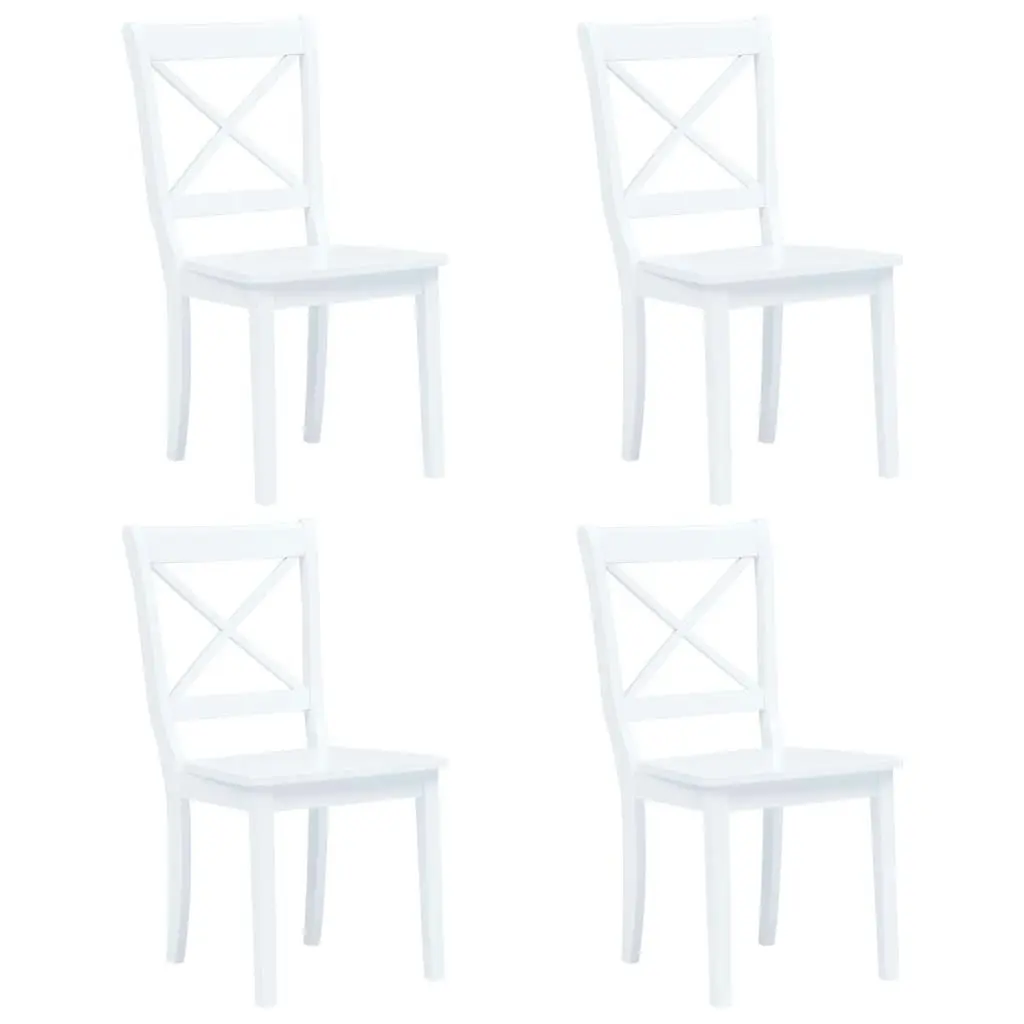 5 Piece Dining Set Solid Rubber Wood White 276869